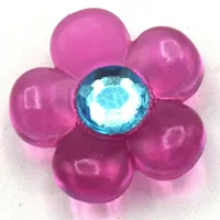 Clikits Icon, Flower 2 x 2 Small, 5 Petals with Pin [Polished] with Trans-Light Royal Blue Center Facet Gem