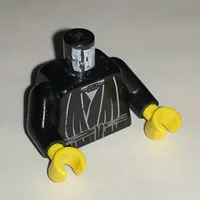 Torso Layered Shirt, Robe Tie Print, Black Arms, Yellow Hands