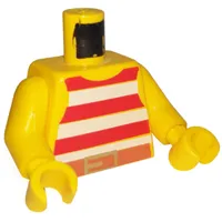 Torso Vest with Red and White Stripes with Gold Belt Buckle Print, Yellow Arms and Hands