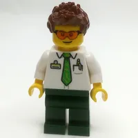 Man, White Shirt, Dark Green Legs, Orange Glasses