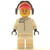 Pit Crew, White Torso, White Legs, Red Cap, Male