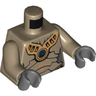 Torso Geonosian Armor with Gold Necklace with Blue Circle Print, Dark Tan Arms, Dark Bluish Gray Hands