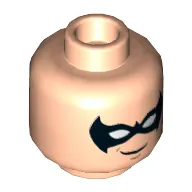 Minifig Head Nightwing, Dual Sided, Black Eyemask with Grin / Bared Teeth Angry Print [Hollow Stud]