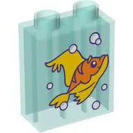 Duplo Brick 1 x 2 x 2 with Yellow/Orange Fish print
