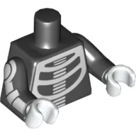 Torso Skeleton Bones, Spine and Ribs Print, Black Arms with White Bones Print, White Hands