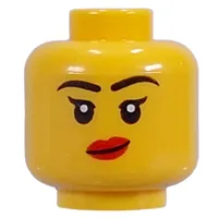 Minifig Head, Black Eyebrows, Angry Scowl, Dark Red Lips print