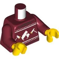 Torso, Christmas Sweater, White Decorations print, Dark Red Arms, Yellow Hands
