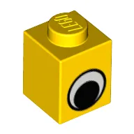 Brick 1 x 1 with Simple Eye Black and White Print
