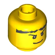 Minifig Head Jayko / Sir Kentis, Pupils, Black Hair, Eyebrows and Wide Smile Print (Jayko)