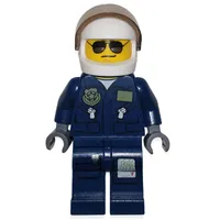 Policeman, Dark Blue Jacket with Pockets and Badge, White Helmet with Visor, Sunglasses