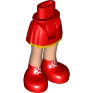 Minidoll Hips and Short Skirt with Yellow Hem, and Light Nougat Legs, Red Shoes Print