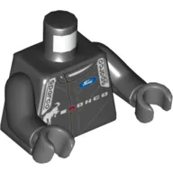 Torso Racing Jacket, Ford Logo and 'BRONCO' Print, Black Arms, Dark Bluish Gray Hands