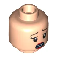 Minifig Head Rebecca Reid, Dual Sided, Female, Red Lips, Determined / Scared Print [Hollow Stud]