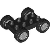 Duplo Car Base 2 x 4 with Fixed Axles - 27.5 Black Tires and Light Bluish Gray Wheels