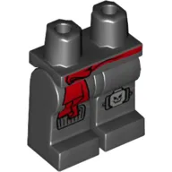 Hips and Black Legs with Red Sash, Dark Bluish Gray Kneepads, Silver Skull on Left Knee Print