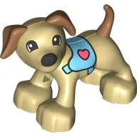 Duplo Animal Dog Large Paws with Medium Nougat Ears and Tail, Medium Azure Harness Print