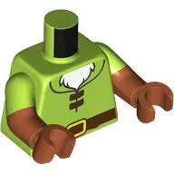 Torso, Dual Molded Arms, Tunic, Dark Brown Belt, White Fur print, Lime Sleeves Pattern, Dark Orange Arms and Hands