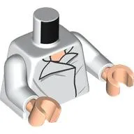 Torso Shirt, Open Collar with Wrinkles Print (Han Solo), White Arms, Light Nougat Hands
