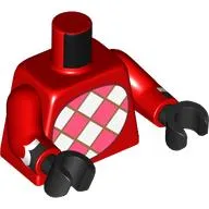 Torso, White/Coral Checkered Chest, Black/White Tail print, Red Arms, Black Hands