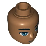 Minidoll Head Male with Blue Eyes, Smirk, Azure Cheek Pattern Print