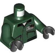 Torso Jacket with Zipper Pockets and ID Badge on Front / 'LEXCORP' on Back print, Dark Green Arms, Black Hands