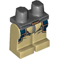 Hips and Tan Legs with Copper Belt Buckle, Dark Bluish Gray Thigh Straps and Dark Blue and Copper Print