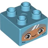 Duplo Brick 2 x 2 with Medium Nougat Face and Visor print