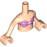 Minidoll Torso Girl with Metallic Pink Bikini Shell Bra Top Print, Light Nougat Arms with Hands (Ariel)