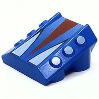 Slope 2 x 2 No Studs, with 3 Side Pistons Raised Edges and Red and White Triangles Print