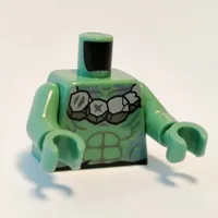 Torso Muscles, Silver Rock Necklace Print, Sand Green Arms and Hands