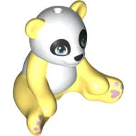 Animal, Panda Sitting with White Head and Belly and Blue Eyes, Pink Hearts Print