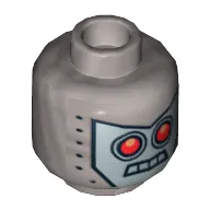 Minifig Head Robo SWAT / Radio DJ Robot, Red Eyes, 4 Mouth Squares and Rivets Print [Hollow Stud]