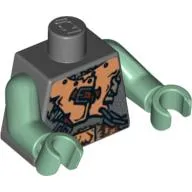 Torso Armor with Brown Belts and Troll Symbol Buckle Print, Sand Green Arms and Hands