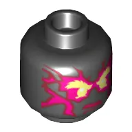 Minifig Head Cole (NRG), Red Energy Print [Hollow Stud]