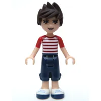 Noah - White Red Shirt, Dark Blue Trousers