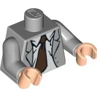 Torso Open Suit Jacket with Rumpled Shirt and Dark Brown Tie Print, Light Bluish Gray Arms, Light Nougat Hands