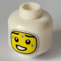 Minifig Head, Balaclava, Sweat Beads, Crooked Smile (Cringe) print
