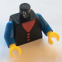 Torso Vest with Red V-Neck and Buttons Print, Blue Arms, Yellow Hands