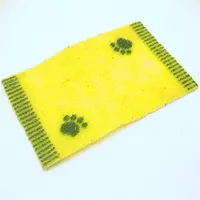 Belville, Rug / Mat 8 x 5, Green Edge Stripes and 2 Paw Print
