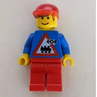 Train Employee - Blue Torso, Red Legs, Red Cap