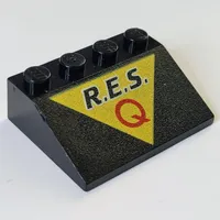 Slope 33° 3 x 4 with 'R.E.S. Q' on Yellow Triangle Print (Res-q)