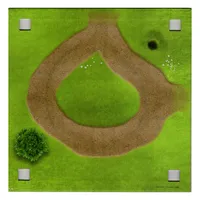 Baseplate with 4 Square Corner Holes and Grass with Stone Path / Grass with Sand Path Print