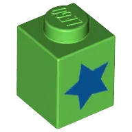 Brick 1 x 1 with Blue Star Print