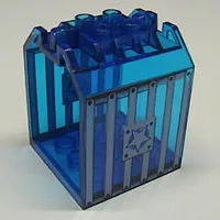 Container / Box, Open Ended 4 x 4 x 4 with 1 Hinge Finger Each End with Jail Bars and Star Print