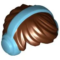 Hair Short Tousled with Headphones Medium Azure Print