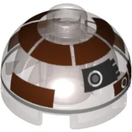 Brick Round 2 x 2 Dome Top, Hollow Stud with Dark Brown with Silver Band Astromech Droid Print (R3-M2)