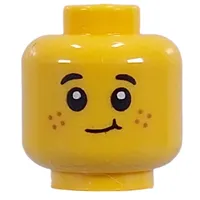 Minifig Head Kid, Freckles, Open Mouth Laughing, Cheeky Smirk