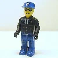Juniors Midifig, Jack Stone, Police - Blue Legs, Black Jacket, Blue Cap with Star, Sunglasses
