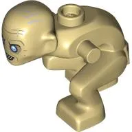Minifig, Gollum with Dark Bluish Grey Hair, Medium Azure Eyes, Dark Tan Wrinkles print