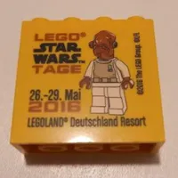 Brick 2 x 4 x 3 with 'LEGOLAND Deutschland Resort LEGO STAR WARS TAGE 26. - 29. Mai 2016' Print